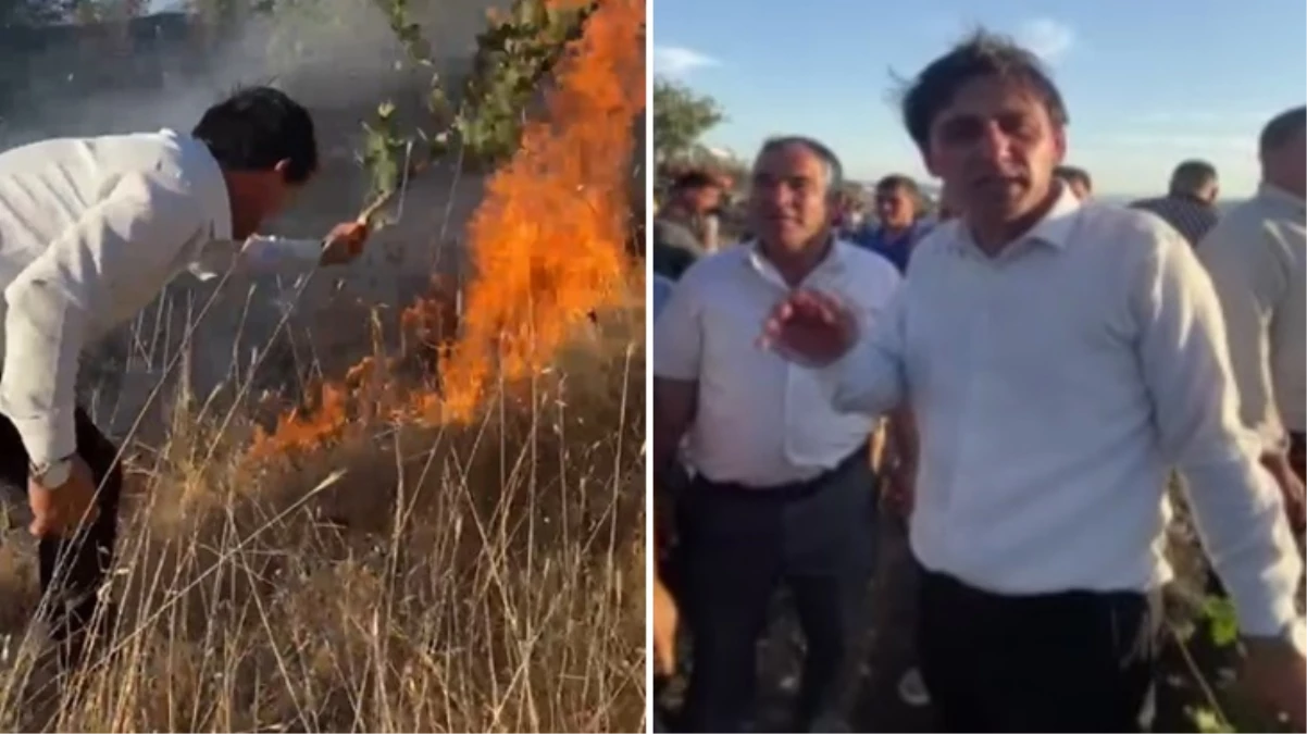 Selendi'deki yangına düğünde olan vatandaşlar ve belediye başkanı müdahale etti