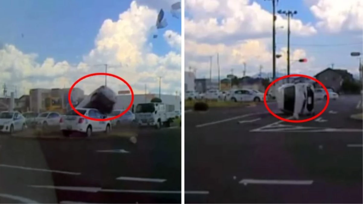 Videosu olmasa kimse inanmaz! Rüzgar, park halindeki arabayı 15 metre sürükledi